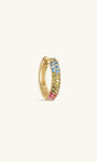 KOSINER Gem Garden 925 Sterling Silver Multi-Color Pave Clicker Hoop Earrings, Three-Tone Gradient Rainbow CZ Paved Cartilage Piercing Hoops, Hypoallergenic for Helix Lobe Tragus Stacking