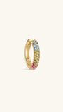 KOSINER Gem Garden 925 Sterling Silver Multi-Color Pave Clicker Hoop Earrings, Three-Tone Gradient Rainbow CZ Paved Cartilage Piercing Hoops, Hypoallergenic for Helix Lobe Tragus Stacking