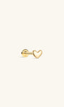 KOSINER 14K Solid Gold Dainty SweetHeart Flat Back Stud featuring a minimalist heart design, perfect for everyday wear and comfortable stacking.