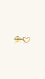 KOSINER 14K Solid Gold Dainty SweetHeart Flat Back Stud featuring a minimalist heart design, perfect for everyday wear and comfortable stacking.