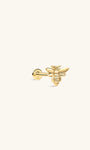 KOSINER 14K Solid Gold Glossy Flying Bee Flat Back Stud, Hypoallergenic Internal Thread Helix Tragus Cartilage Piercing Earring