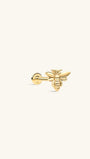 KOSINER 14K Solid Gold Glossy Flying Bee Flat Back Stud, Hypoallergenic Internal Thread Helix Tragus Cartilage Piercing Earring