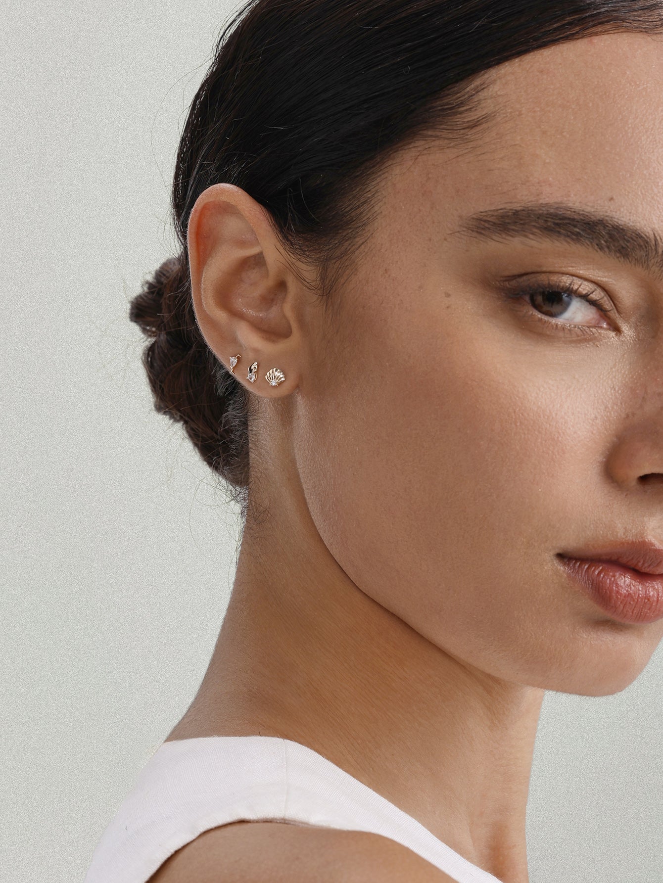 Costa plana Seaspritz CZ em ouro maciço 14K