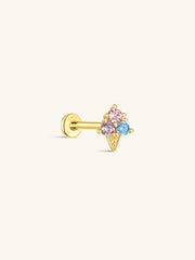 KOSINER Ice Cream Flat Back Stud with Multicolor Cubic Zirconia