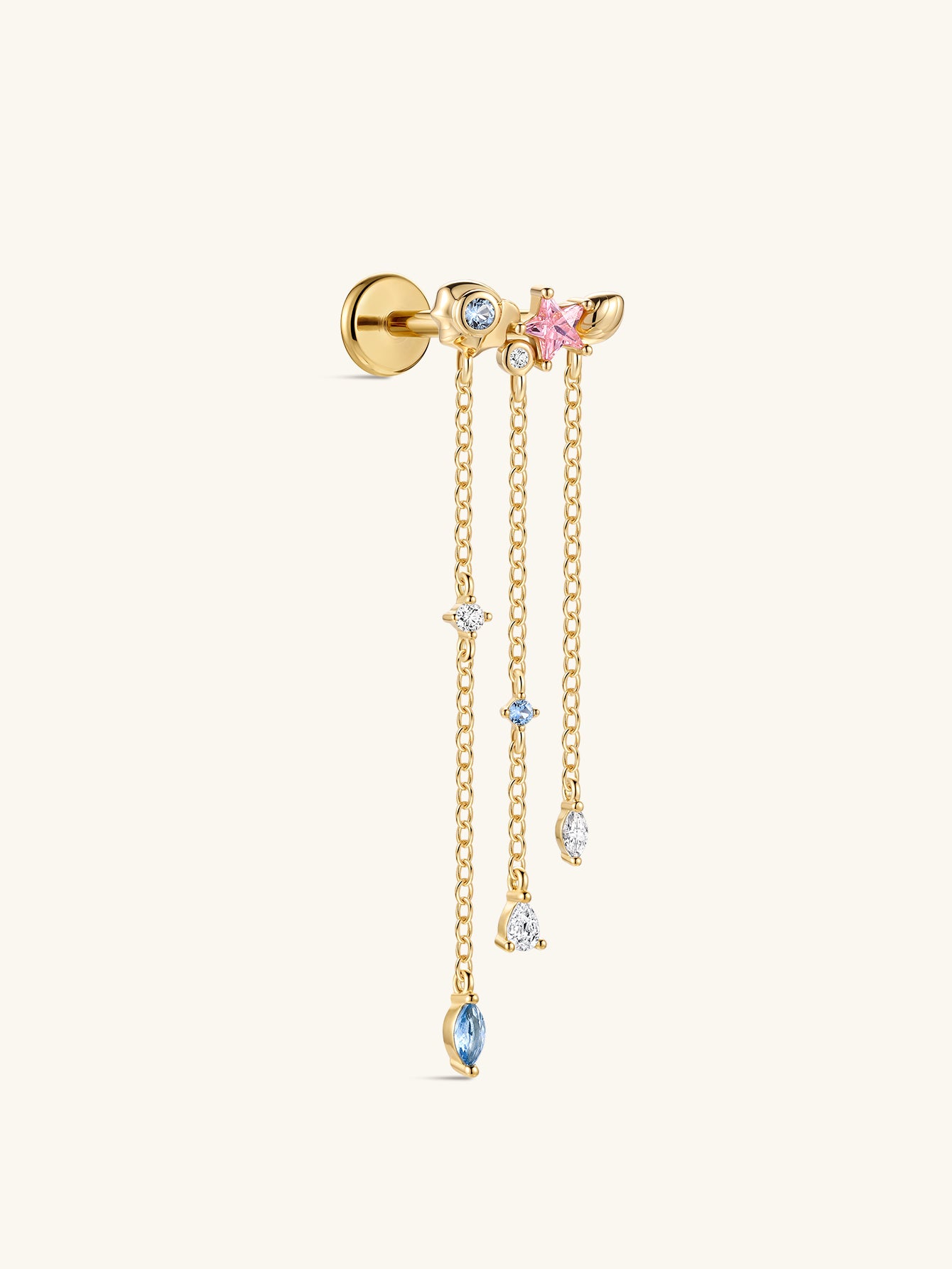 Kosinerjewelry KOSINER 925 Sterling Silver Oceanic Starfish Tassel Flat Back Stud