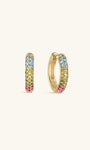 KOSINER Gem Garden 925 Sterling Silver Multi-Color Pave Clicker Hoop Earrings, Three-Tone Gradient Rainbow CZ Paved Cartilage Piercing Hoops, Hypoallergenic for Helix Lobe Tragus Stacking