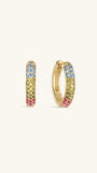 KOSINER Gem Garden 925 Sterling Silver Multi-Color Pave Clicker Hoop Earrings, Three-Tone Gradient Rainbow CZ Paved Cartilage Piercing Hoops, Hypoallergenic for Helix Lobe Tragus Stacking