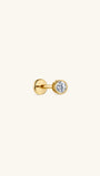 KOSINER 14K solid gold lab-grown diamond round bezel flat back stud