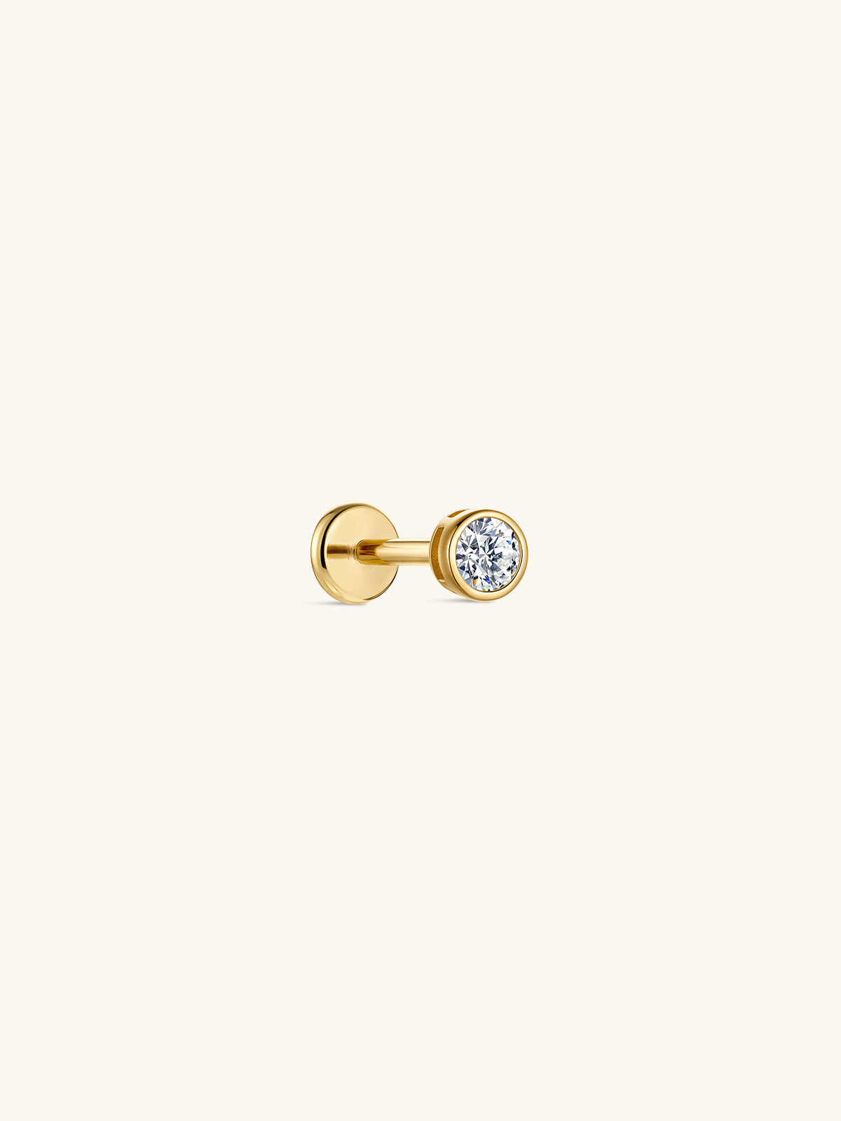 KOSINER 14K solid gold lab-grown diamond round bezel flat back stud