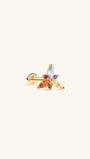 KOSINER triangular marquise petal rainbow flower 14K solid gold flat back stud, 14k stamped post internal thread colorful cz cartilage piercing earring