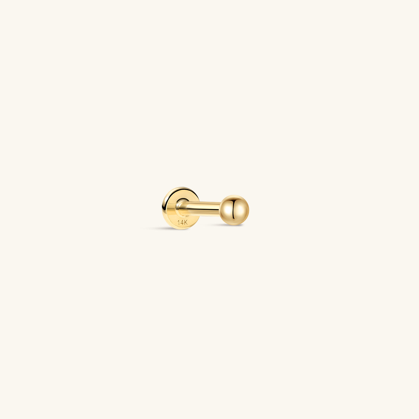 14K Solid Gold Classic Round Bead Ear Piercing Stud