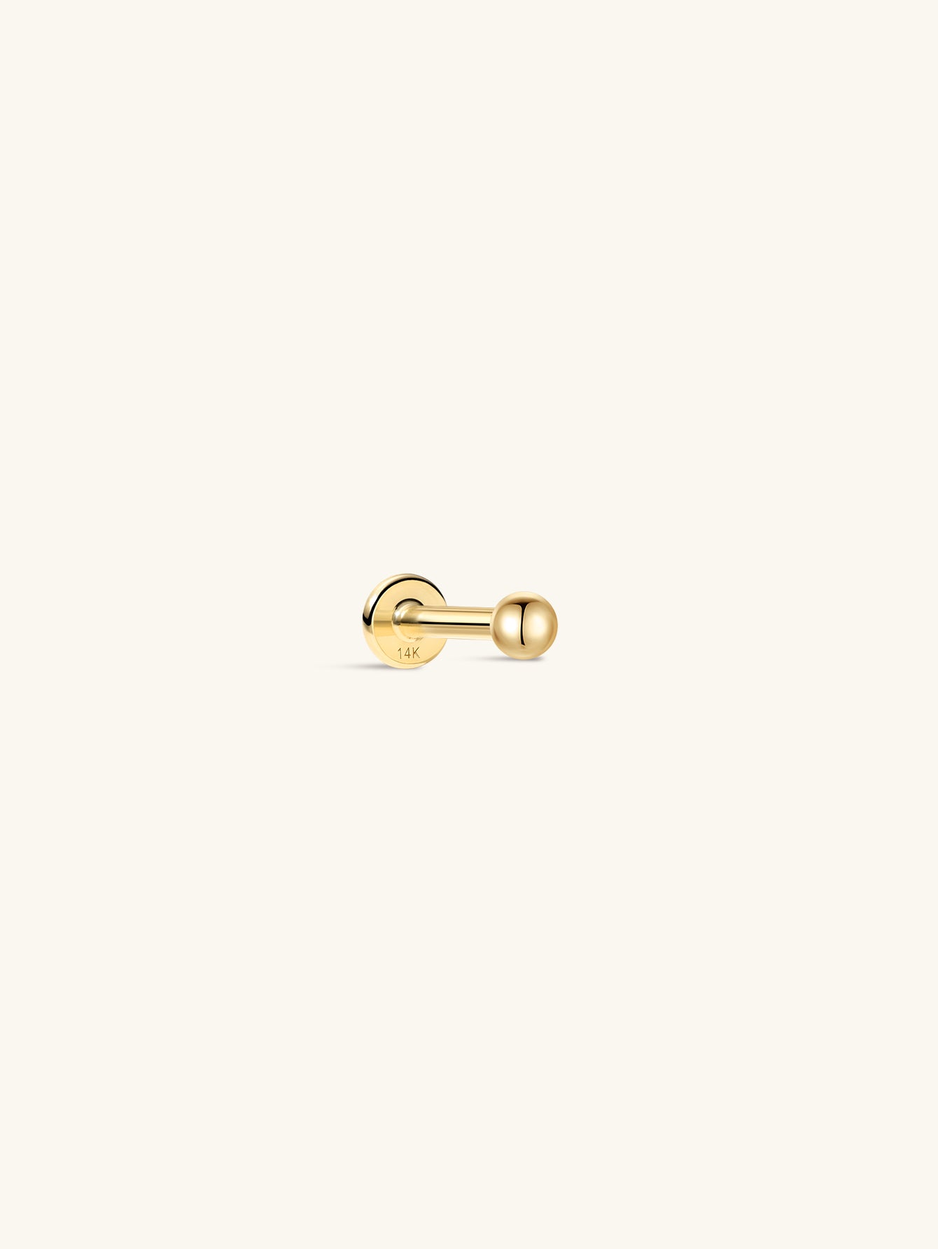 14K Solid Gold Classic Round Bead Ear Piercing Stud