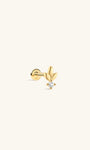 KOSINER 14K Solid Gold Minimalist Leaf Flat Back Stud, Hypoallergenic Cartilage Earring for Helix Piercing