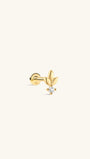 KOSINER 14K Solid Gold Minimalist Leaf Flat Back Stud, Hypoallergenic Cartilage Earring for Helix Piercing
