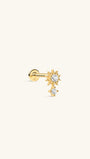KOSINER 14K Solid Gold Sunflower Flat Back Stud, Hypoallergenic Cartilage Earring for Helix Piercing