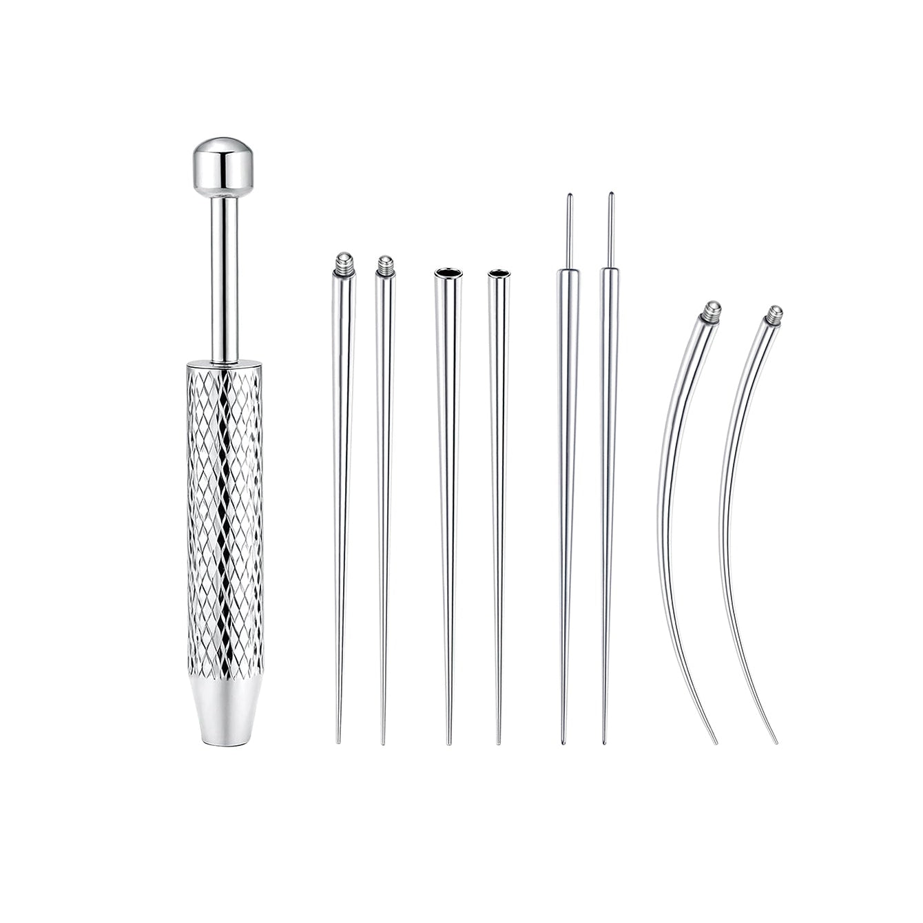 A professional-grade titanium insertion tool set designed for precise, safe, and effortless jewelry changes.