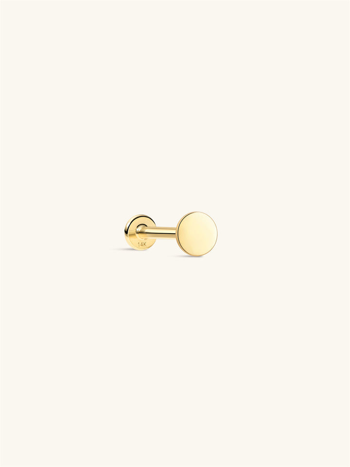 KOSINER 14K Solid Gold Minimalist Disc-shaped Flat Back Stud