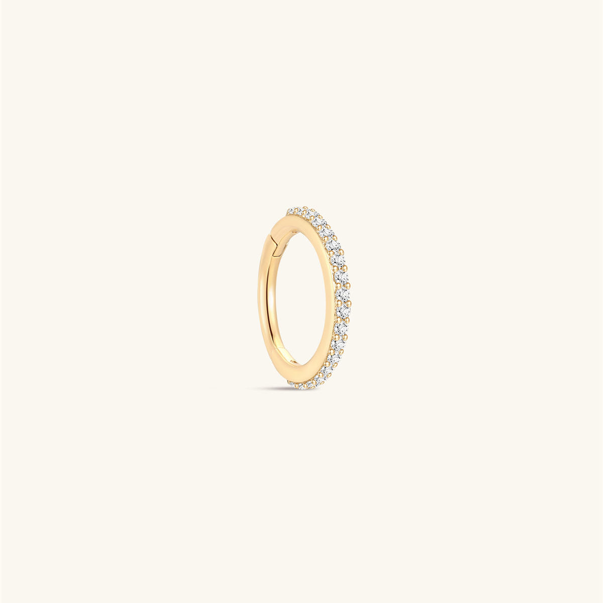 KOSINER 14K Solid Gold Elegant Pave Hoop, waterproof, tarnish-proof and hypoallergenic for sensitive ears