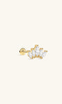 KOSINER 14K Solid Gold Crown Marquise Zircon Ear Piercing Stud,waterproof,hypoallergentic,no plated.