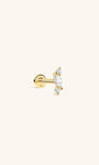 KOSINER 14K Solid Gold Marquise CZ Accent Flat Back Piercing Stud, Dainty Stackable Hypoallergenic Cartilage Ear Jewelry
