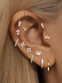 14K Solid Gold Marquise Ear Piercing Stud - Kosinerjewelry
