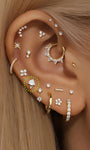 Kosiner Jewelry Ohrpiercing-Ohrstecker aus 14 Karat massivem Gold mit dreieckigem Zirkon und Nähten