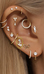 14K massief goud drie onregelmatige zirkonen oorpiercing Stud - Kosinerjewelry