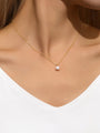 kosiner jewelry 14K Solid Gold Mini Pearl Pendant Necklace