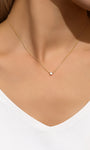 kosiner jewelry 14K Solid Gold Tiniest Sparkling Bezel Zircon Necklace