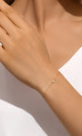 Kosiner-Schmuck 14-karätiges massives Gold-Zirkon-Armband mit einzelner Lünette