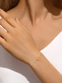 kosiner jewelry 14K Solid Gold Four - Claw Pave Zircon Bracelet