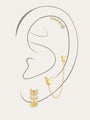 Gold 925 sterling silver earrings with butterfly studs, CZ ear cuff, and chain-linked butterfly jacket.