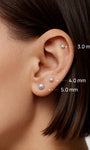 KOSINER 14K Solid Gold Classic Pearl Flat Back Stud,hypoallergenic and tarnish-proof.
