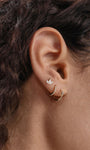 KSOINER 14K solid gold marquise trio stud worn solo or layered in curated ear stack