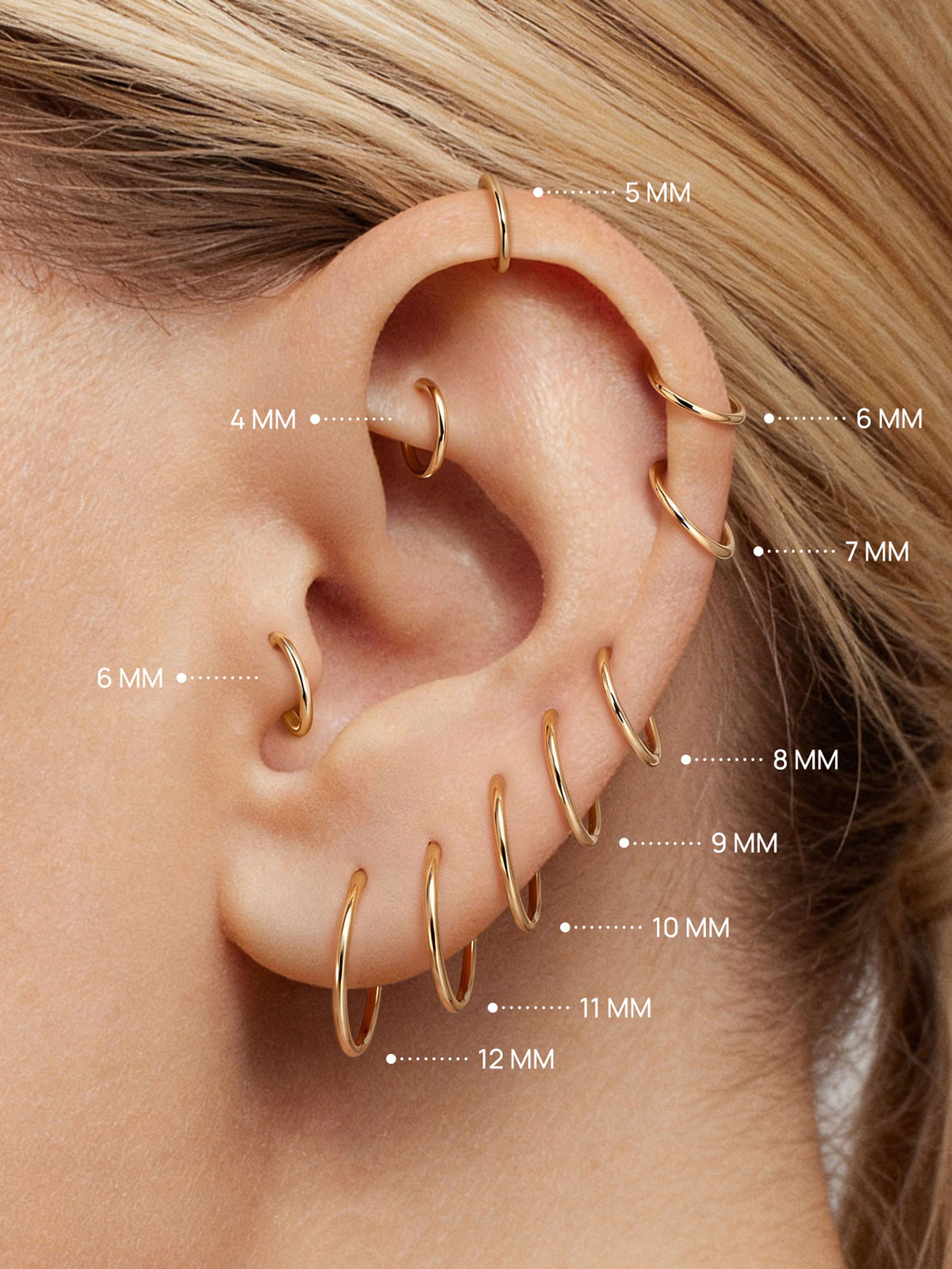 KOSINER 14K solid gold minimalist hoop earrings, seamless hinged clasp, hypoallergenic, tarnish-proof and not plated