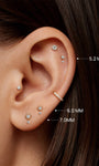KOSINER 14K Solid Gold Sunflower Flat Back Stud, Nickel-Free Hypoallergenic, Internally Threaded Piercing Jewelry for Helix, Conch, Tragus & Lobe