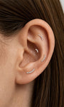 KOSINER Elegant pave-set cubic zirconia curved flat back stud, minimalist design for ear styling
