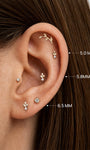 KOSINER 14K Solid Gold Minimalist Leaf Flat Back Stud, Hypoallergenic Cartilage Earring for Helix Piercing