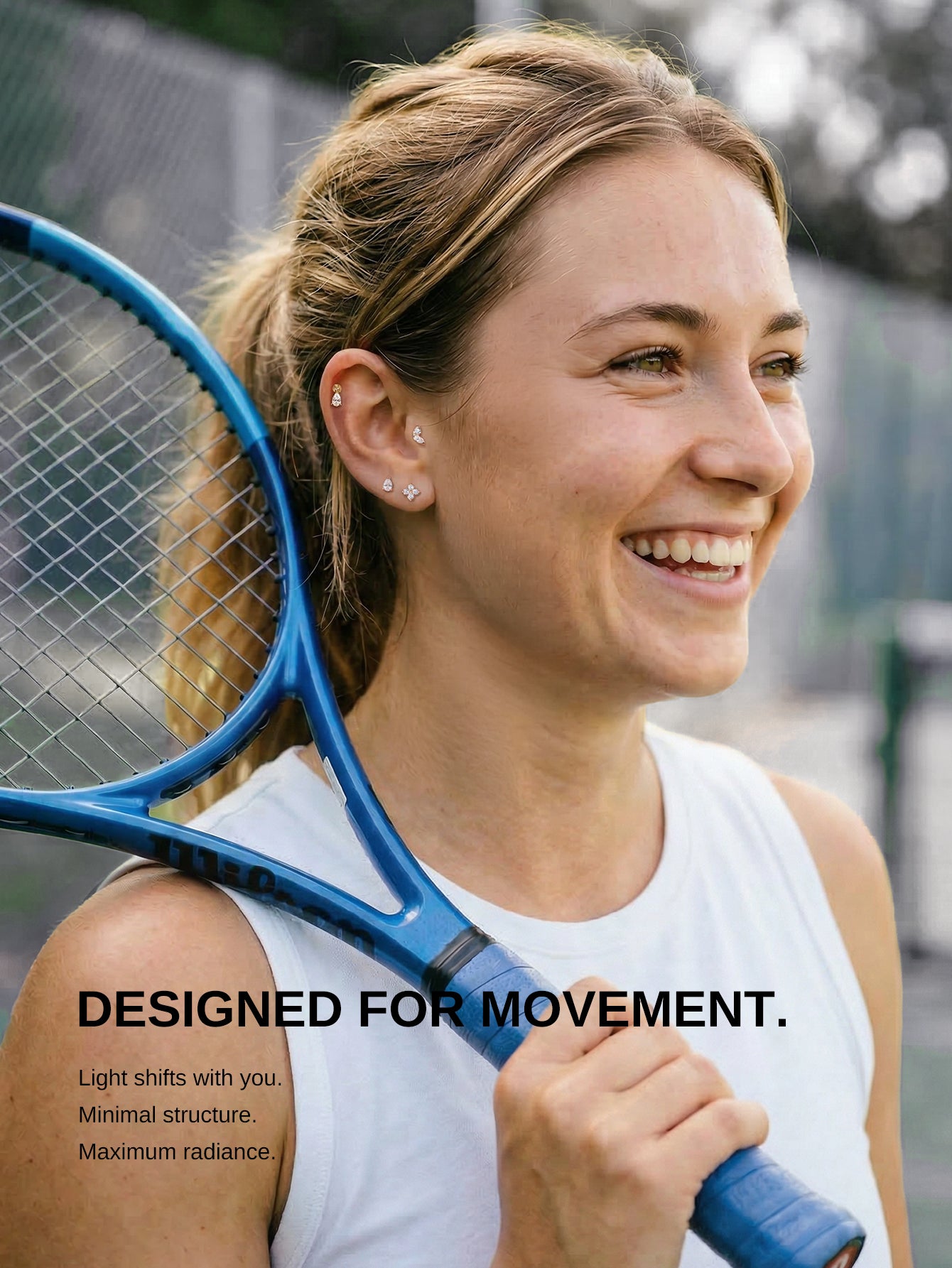 14K Gold Floating Pear Lab-Grown Diamond Flat Back Delicate Stud