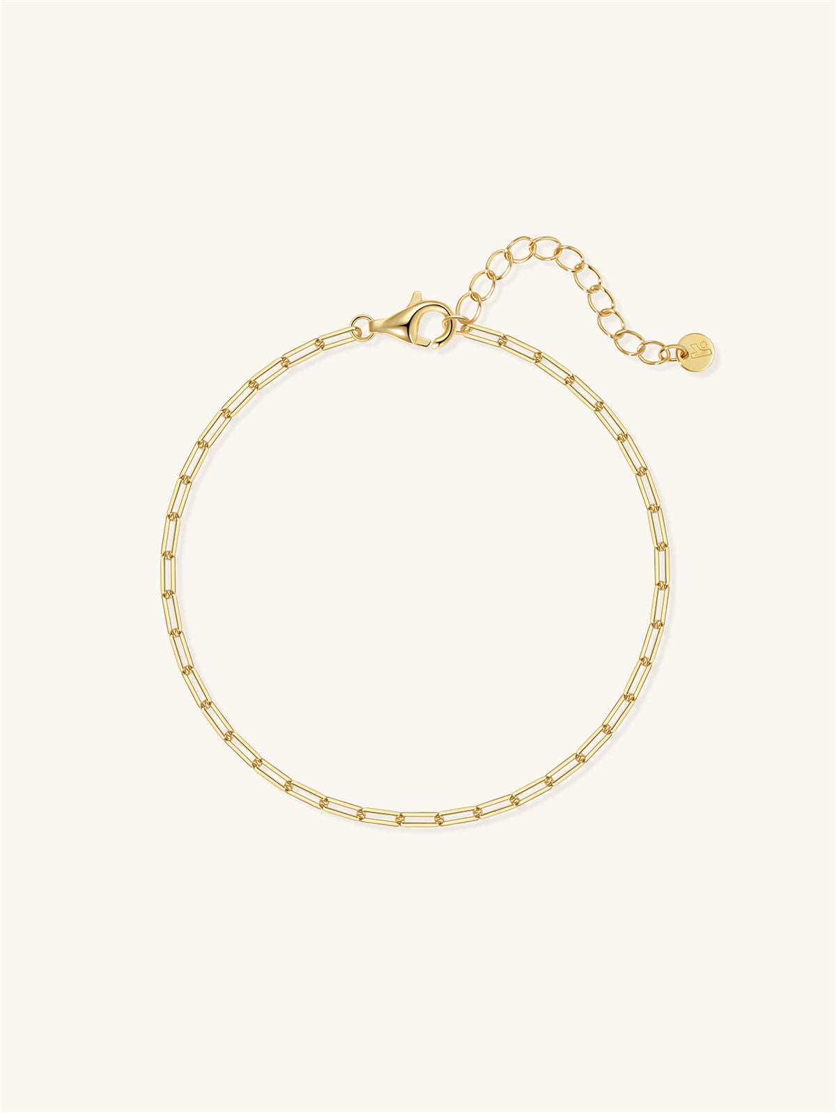 KOSINER 18K Gold Vermeil Boyfriend Chain Bracelet, Dainty Thin Paperclip Link Adjustable Bracelet for Women, Minimal Stackable Gold Chain Jewelry
