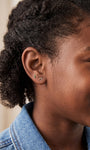 Model wearing the Little Wonder 14K gold cactus flat back stud in an ear stack