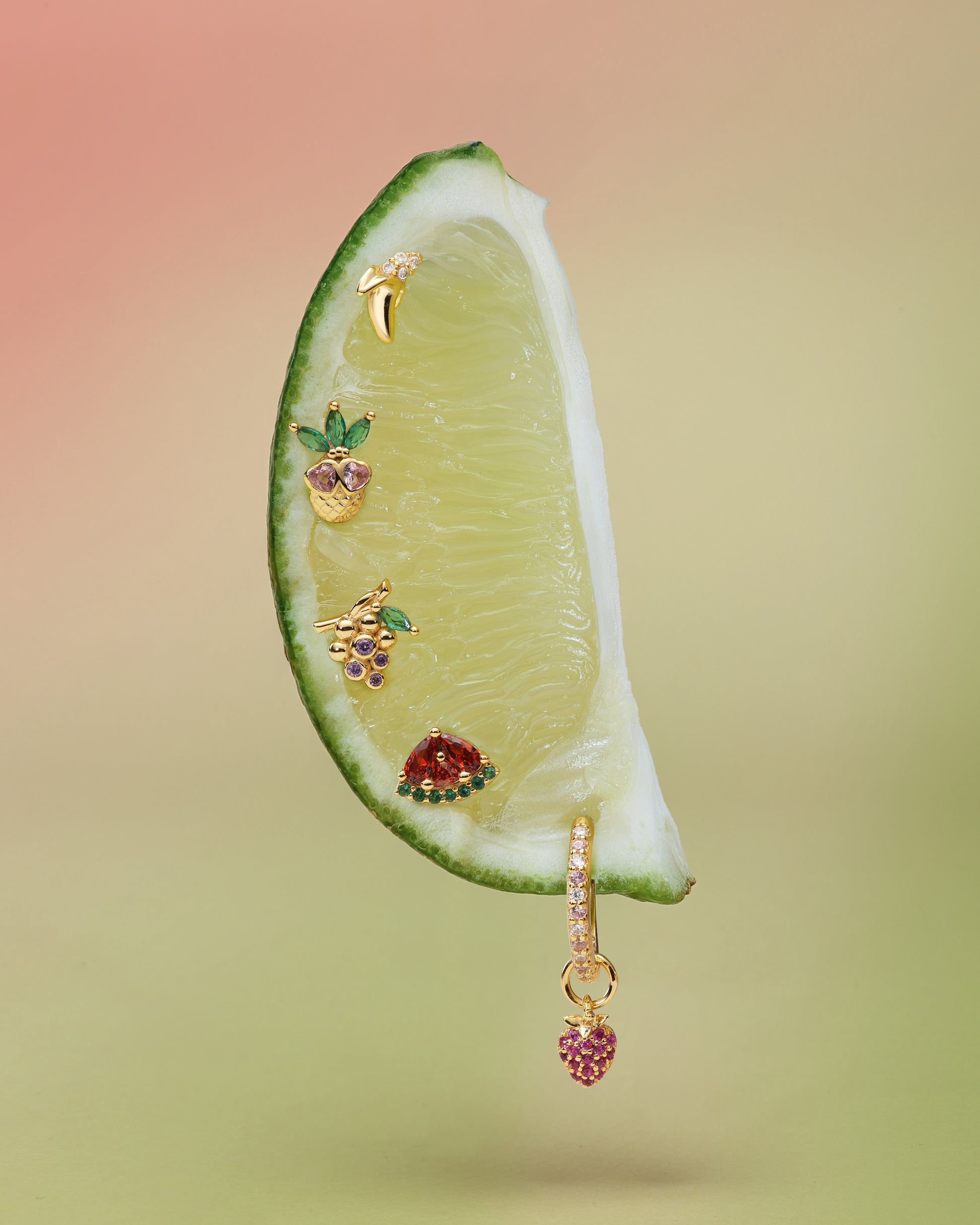 Orchard Watermelon Stud - 925 Sterling Silver Flat Back