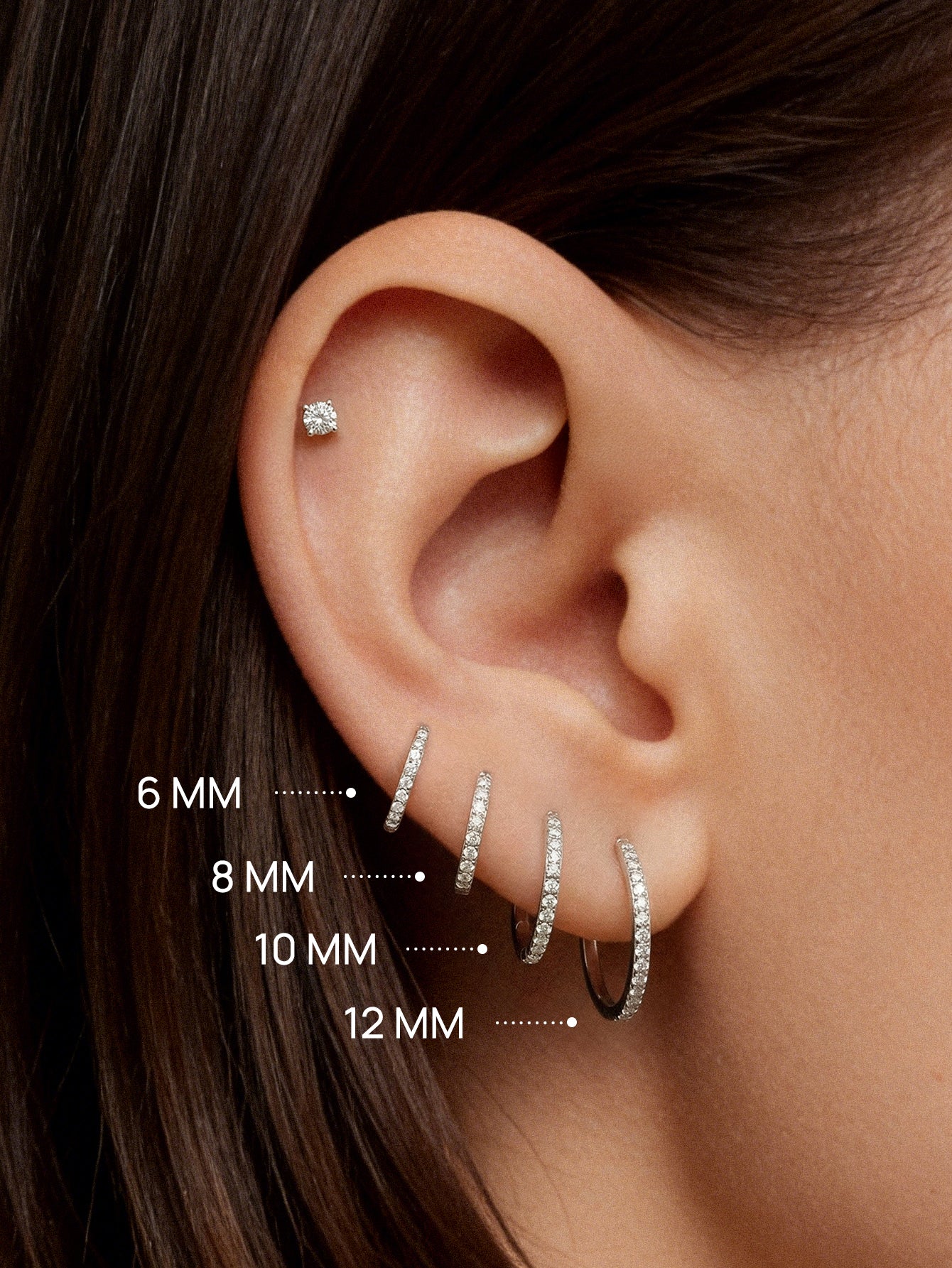 Titanium Waterproof Multiple Sizes 5A CZ Cartilage Hoop 16g 18g
