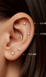 KOSINER 14K Solid Gold Four-Point Star Flat Back Stud, Hypoallergenic Cartilage Earring for Helix Piercing