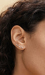 KOSINER Triple-Point Cluster Stud Ear Stack, 14K Gold Helix Conch Piercing Jewelry for Women, Waterproof & Sleep-Friendly