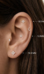 KOSINER Floral Stud Size Guide (5.2/8.0/10.0mm), 14K Gold Flat Back Piercing Earring