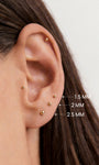 KOSINER 14K gold smooth polished bead stud, minimalist design for curated ear stack layering