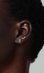 KOSINER 14K Solid Gold Three-Stone Opal Cluster Curved Flat Back Piercing Stud, Nickel-Free Waterproof Dainty Rainbow Opal Cartilage Earring for Multi Ear Stack Piercing