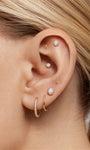 KOSINER Elegant round opal flat back stud, with iridescent sheen, hypoallergenic and durable