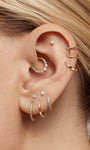 KOSINER 14K Solid Gold Minimalist Glossy Hoop,curated ear stacking look for helix conch tragus piercings